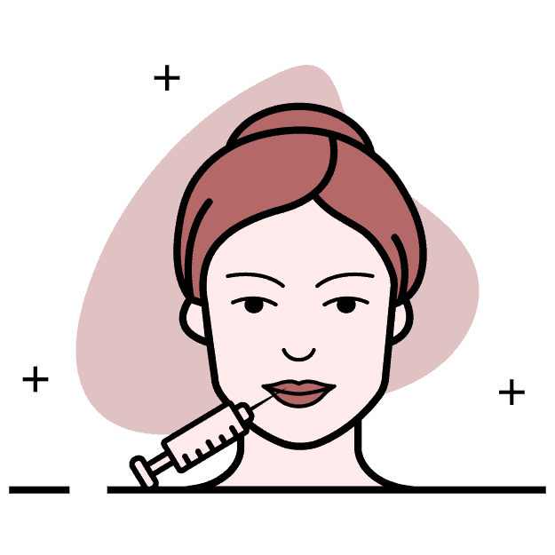 ícono realizando relleno en el labio.